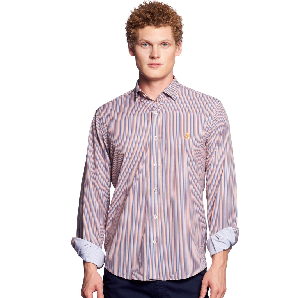 The Met FROG Striped Button Down Shirt  Eight-X MULTI S 