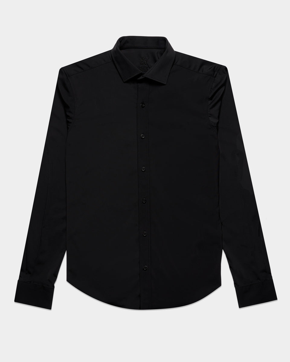Relaxed Button-Up Shirt – Midnight Black