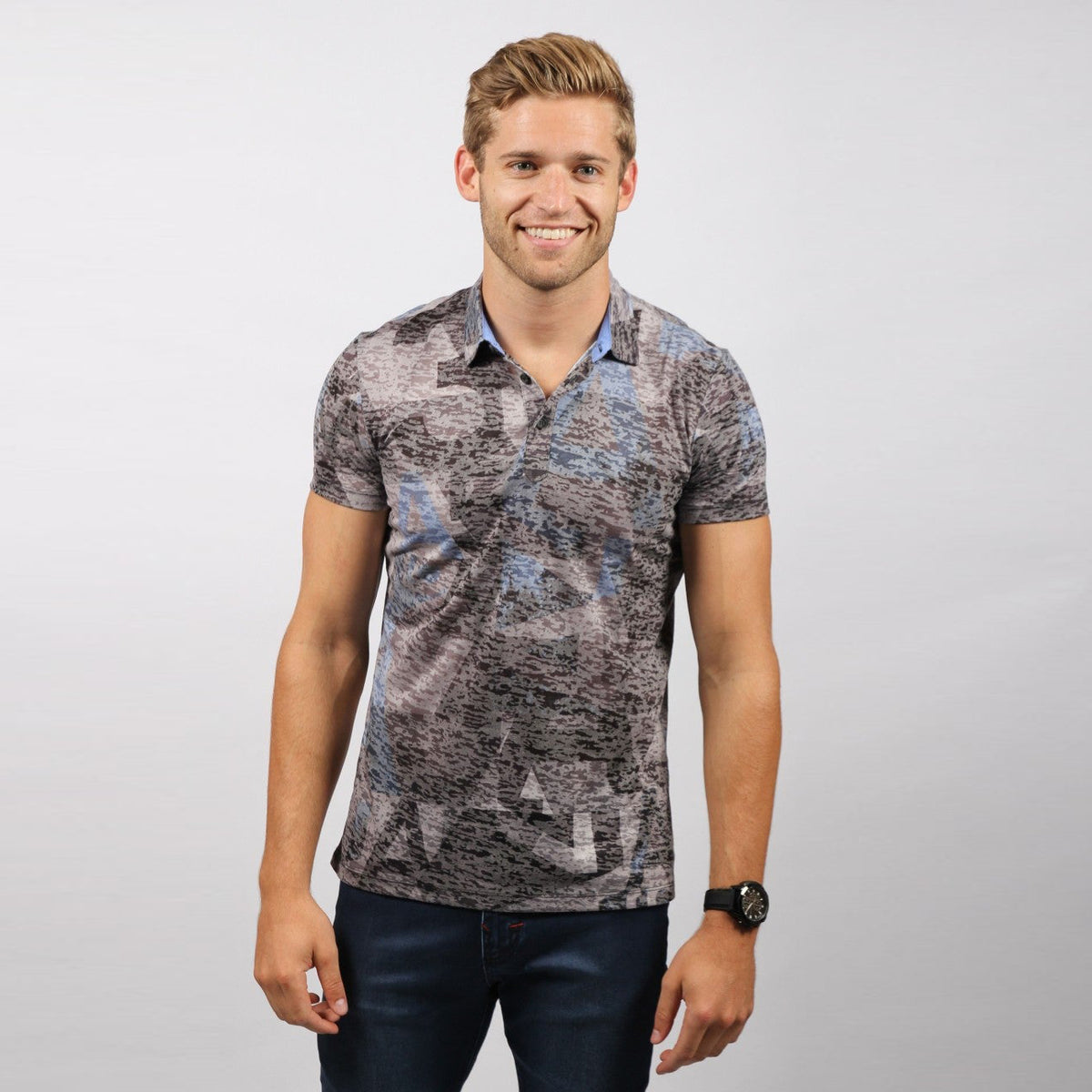 BLUE PRINT POLO SHIRT – Eight-X