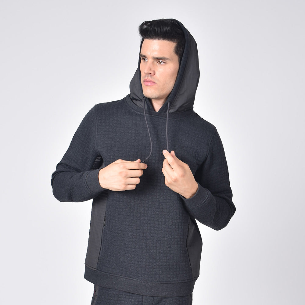Grey Melange Hooded Sweatshirt Sweatshirts Eight-X   