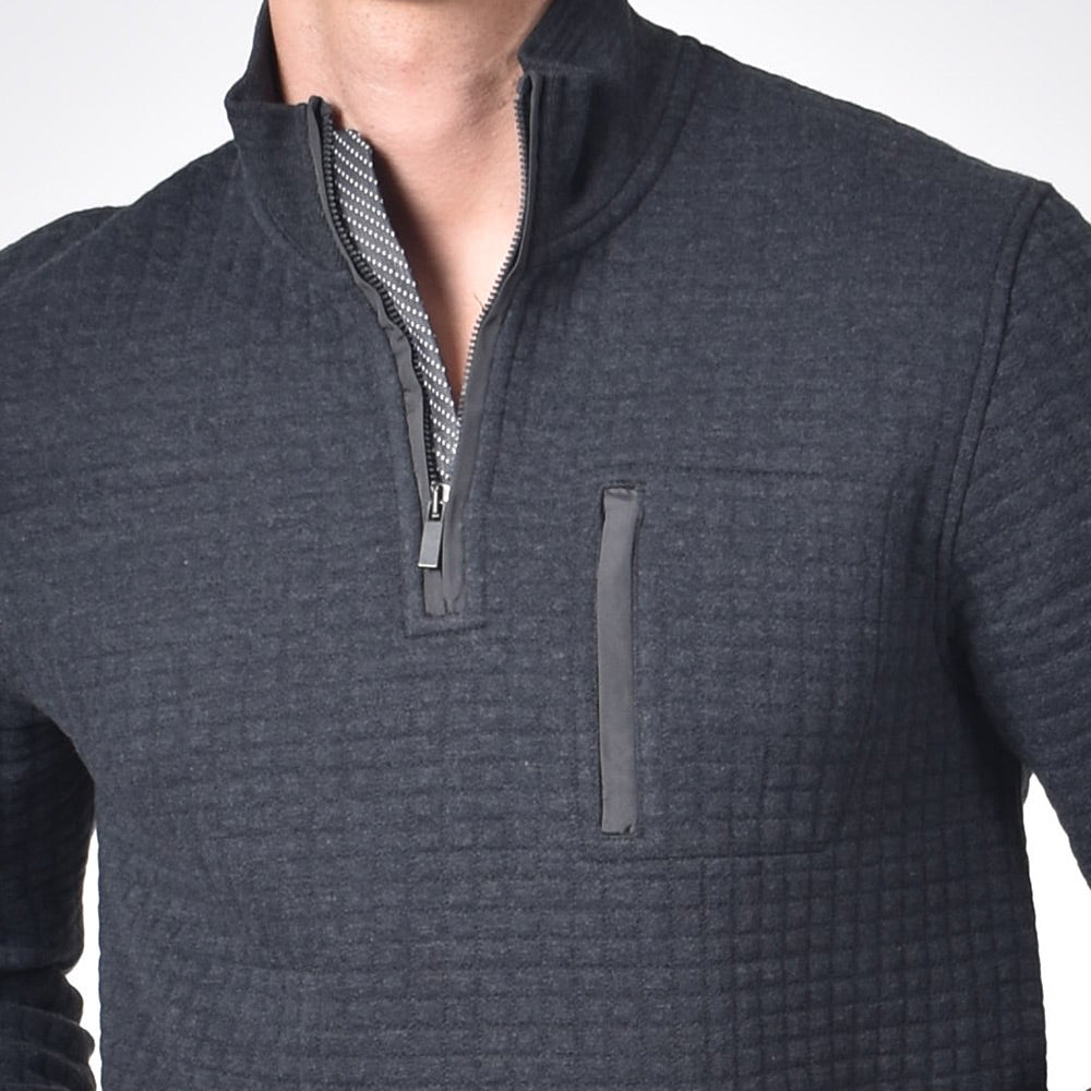 Grey Melange Quilted Jacket Sweatshirts Eight-X   