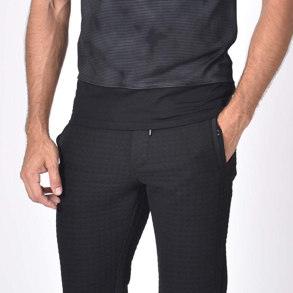 Black Quilted Joggers Sweatpants Eight-X   