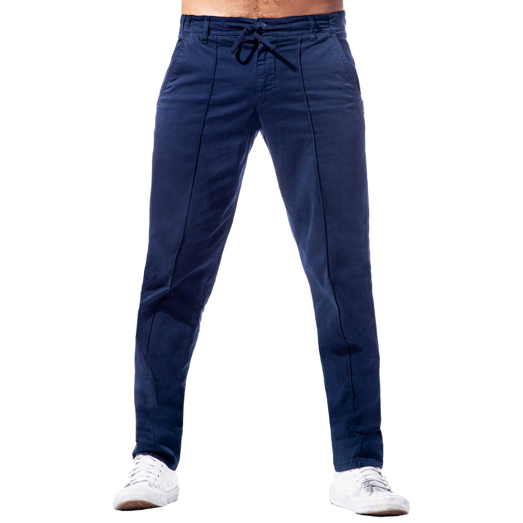 Chino Pants w/ Drawstring Waist - Navy Chino Pants Eight-X   