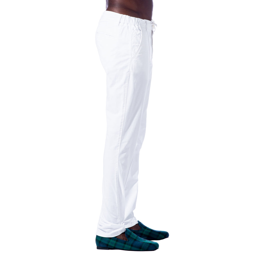 Chino Pants w/ Drawstring Waist - White Chino Pants Eight-X   