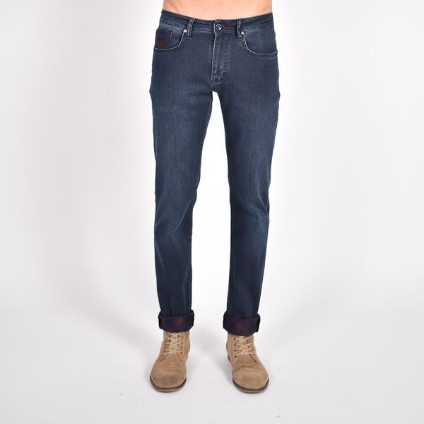 Navy Slim Fit Jeans With Inside Ankle Print #EIG-45 Jeans EightX   