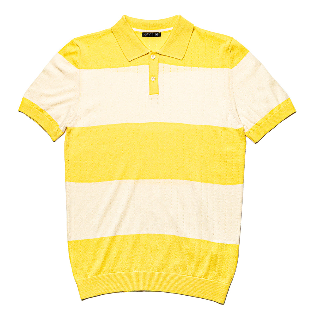 Gondola Knit Striped Polo - Yellow Knit Polos Eight-X YELLOW S 