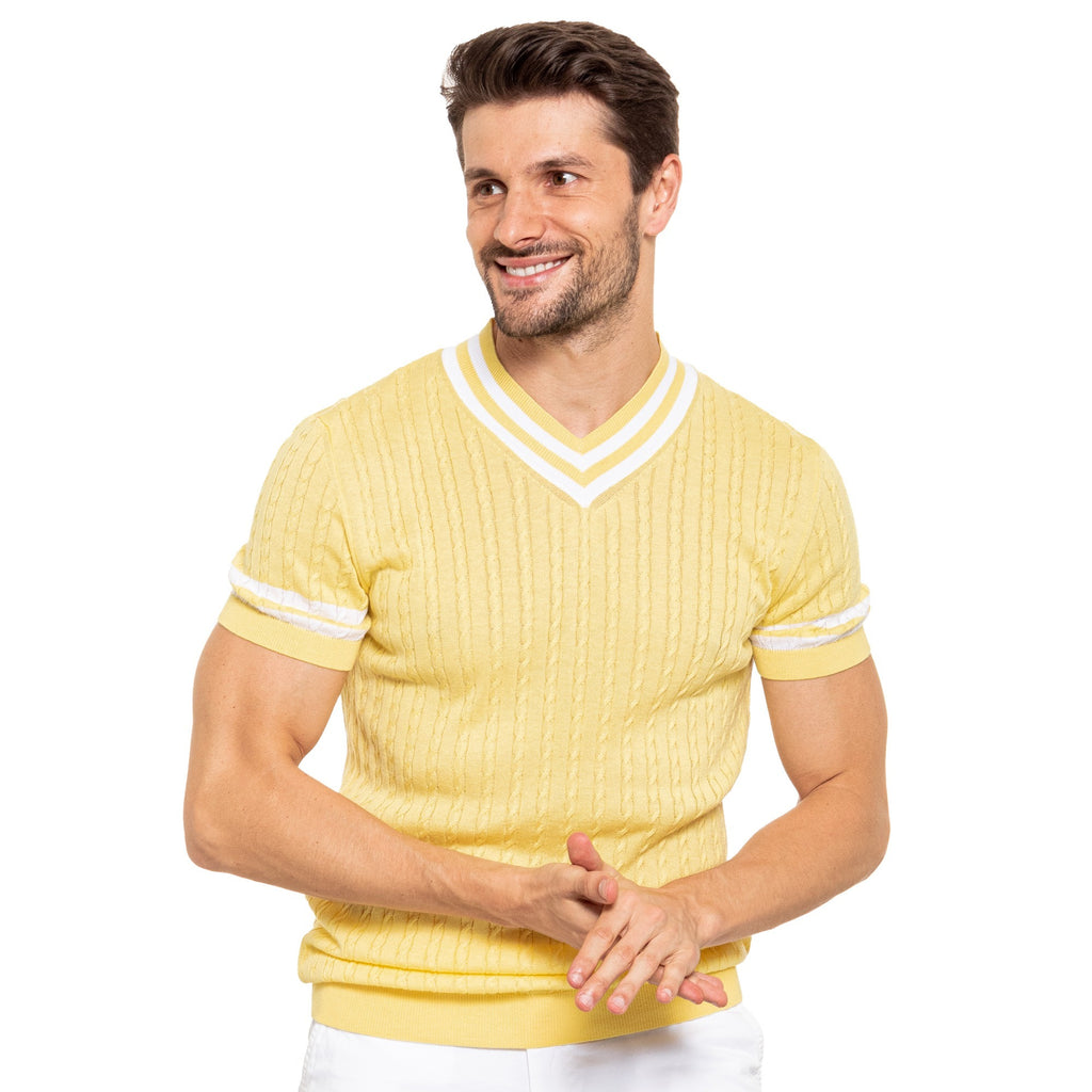 Cable Knit Shirt - Yellow Knit Polos Eight-X   
