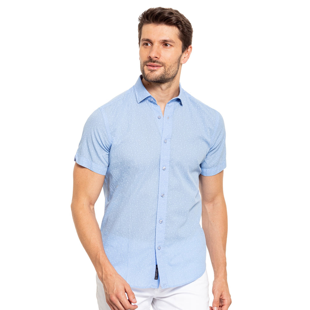 Subtle Bubbles Short Sleeve Shirt - Blue Short Sleeve Button Down Eight-X BLUE S 