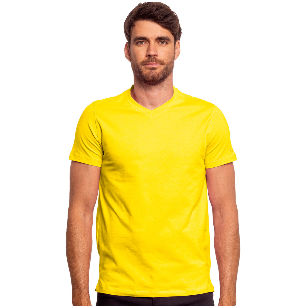 Essential V Neck T-Shirt - Yellow T-Shirts Eight-X   