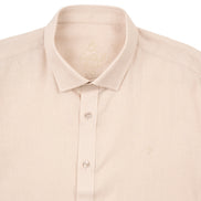 Essential Linen Long Sleeve Button Down Shirt - Beige Short Sleeve Shirts Eight-X