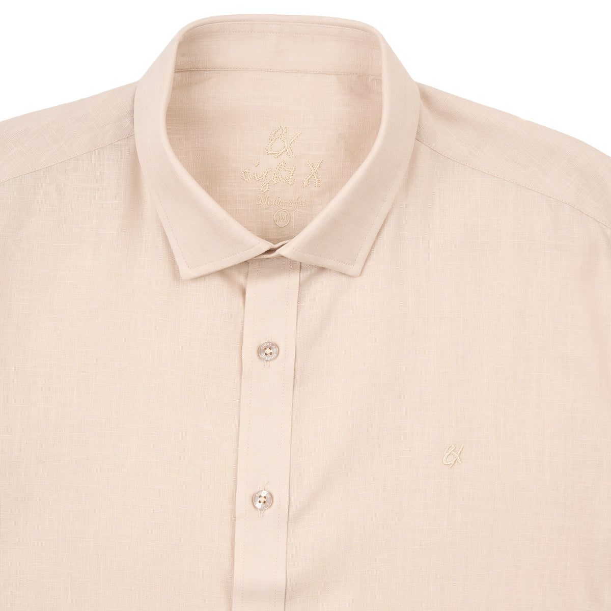 Essential Linen Long Sleeve Button Down Shirt - Beige Short Sleeve Shirts Eight-X