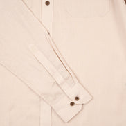 Essential Utility Linen Long Sleeve Button Down Shirt - Beige Short Sleeve Shirts Eight-X