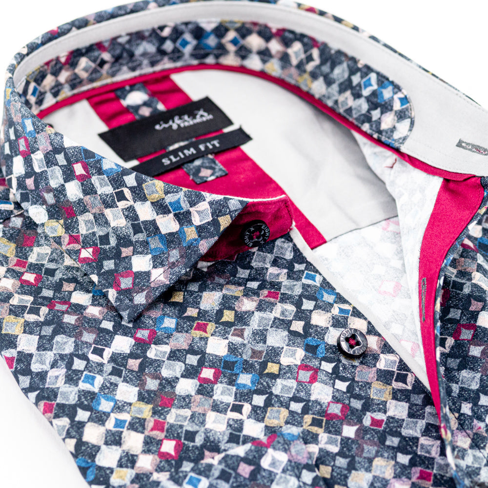 Abstract in Charcoal Button Down Shirt Shirts EightX