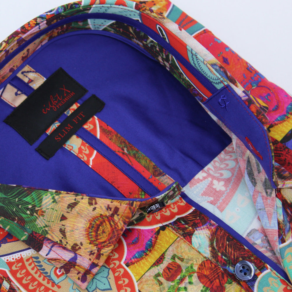 Bali Inspired Print Button Down Shirt Shirts Eight-X