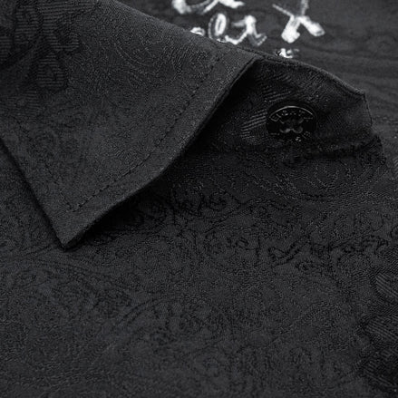 Big Paisley Jacquard Button Down Shirt - Black Shirts EightX