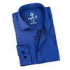 Big Paisley Jacquard Button Down Shirt - Blue Shirts EightX BLUE S