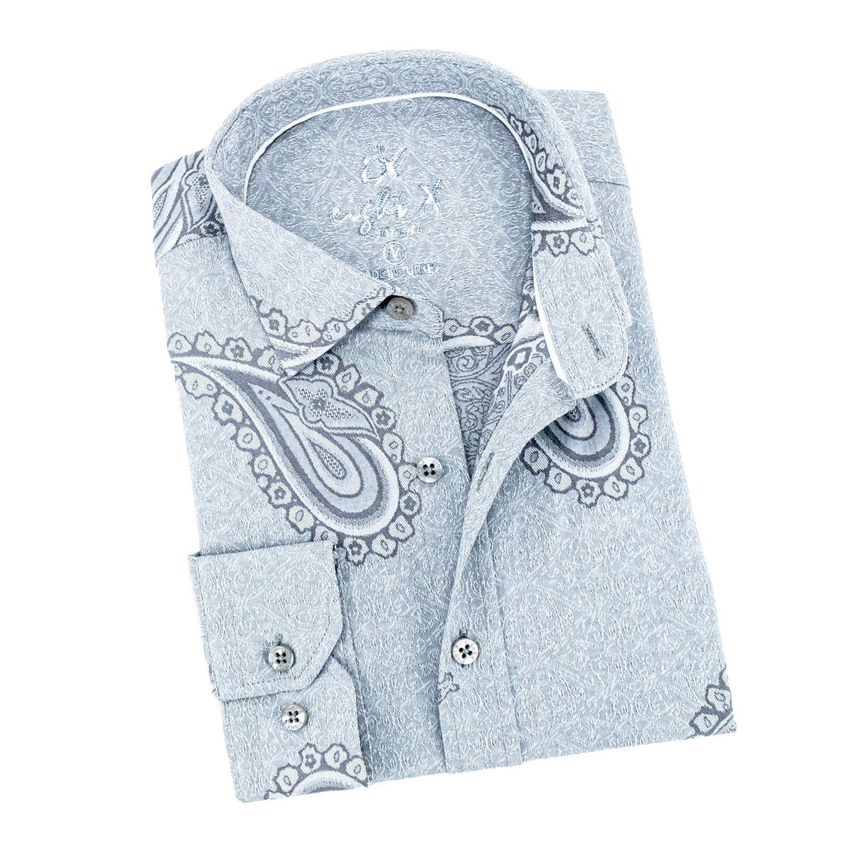 Big Paisley Jacquard Button Down Shirt - Grey Shirts EightX GREY S