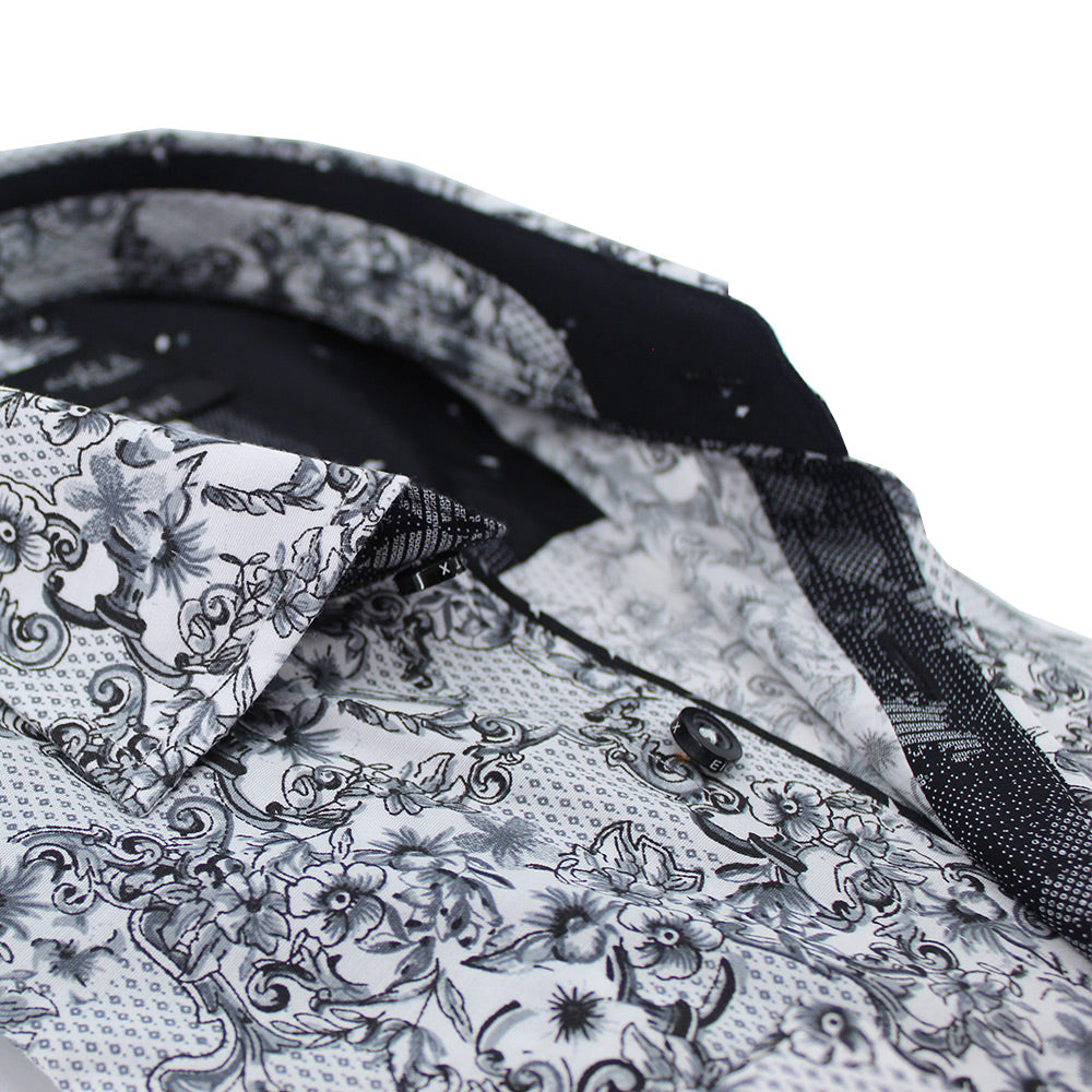 Black French Baroque Button Down Shirt Shirts Eight-X