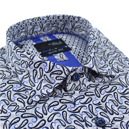 Black Scattered Paisley Short Sleeve Shirt Shirts Eight-X