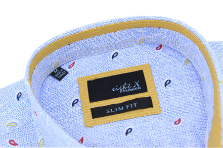 Blue Tri-Color Paisley Short Sleeve Shirt Shirts Eight-X