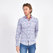 Blue and Red French Baroque Button Down Shirt Shirts Eight-X