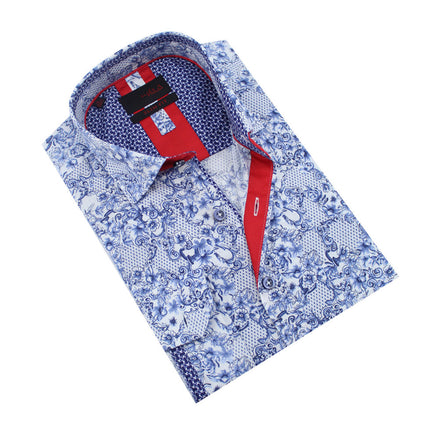 Blue French Baroque Button Down Shirt Shirts Eight-X BLUE S