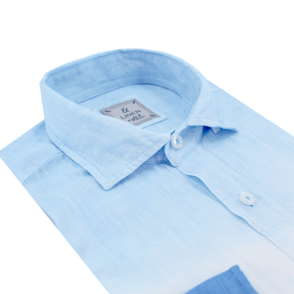 Blue Ombré Linen Shirt Shirts Eight-X BLUE S