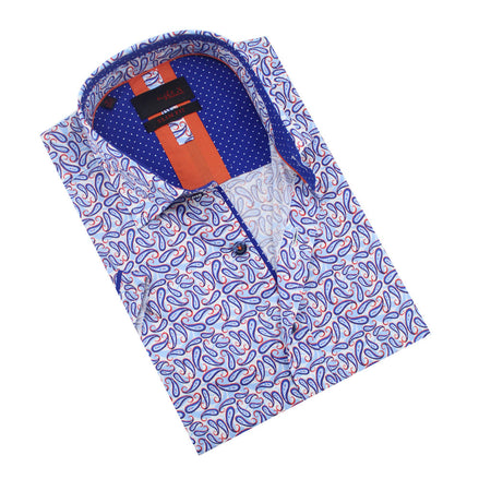 Blue Scattered Paisley Short Sleeve Shirt Shirts Eight-X BLUE S