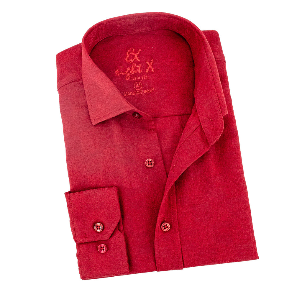Brush Strokes Jacquard Button Down Shirt Shirts EightX RED S