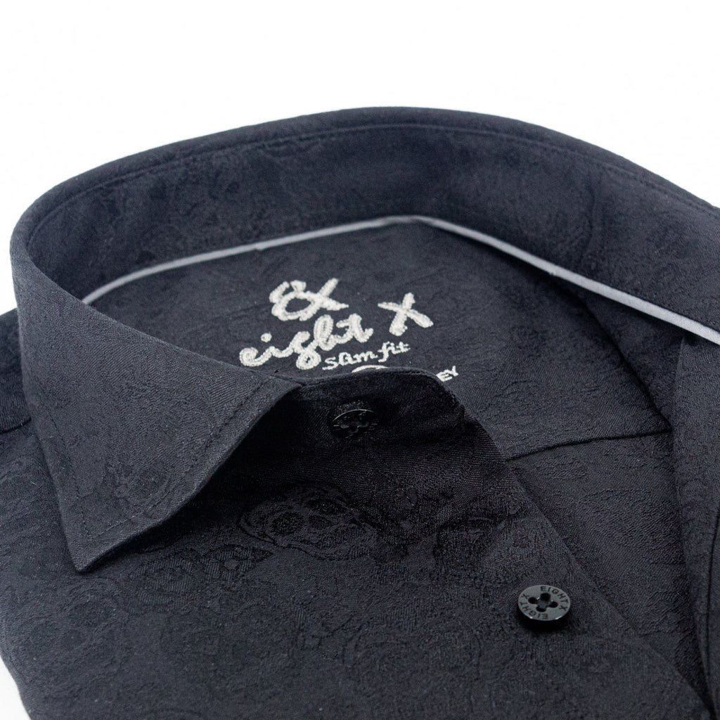Calvaria Limited Edition Jacquard Button Down Shirt - Black Shirts EightX
