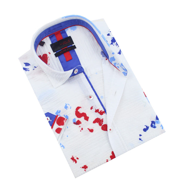 Chromo Ink Spot Print Short Sleeve Shirt Shirts Eight-X WHITE S