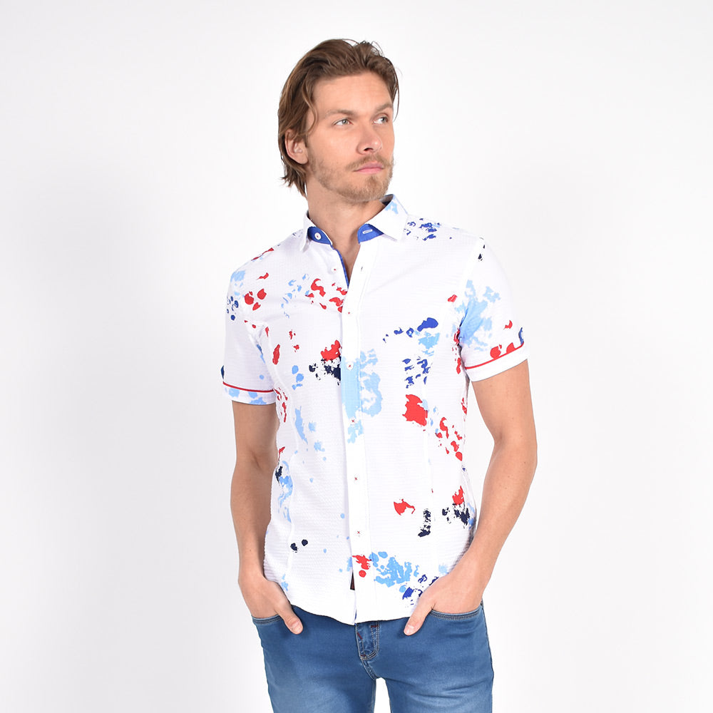 Chromo Ink Spot Print Short Sleeve Shirt Shirts Eight-X