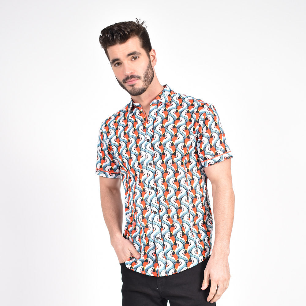 Colorful Parrot PopArt Short Sleeve Shirt Shirts Eight-X
