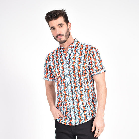 Colorful Parrot PopArt Short Sleeve Shirt Shirts Eight-X