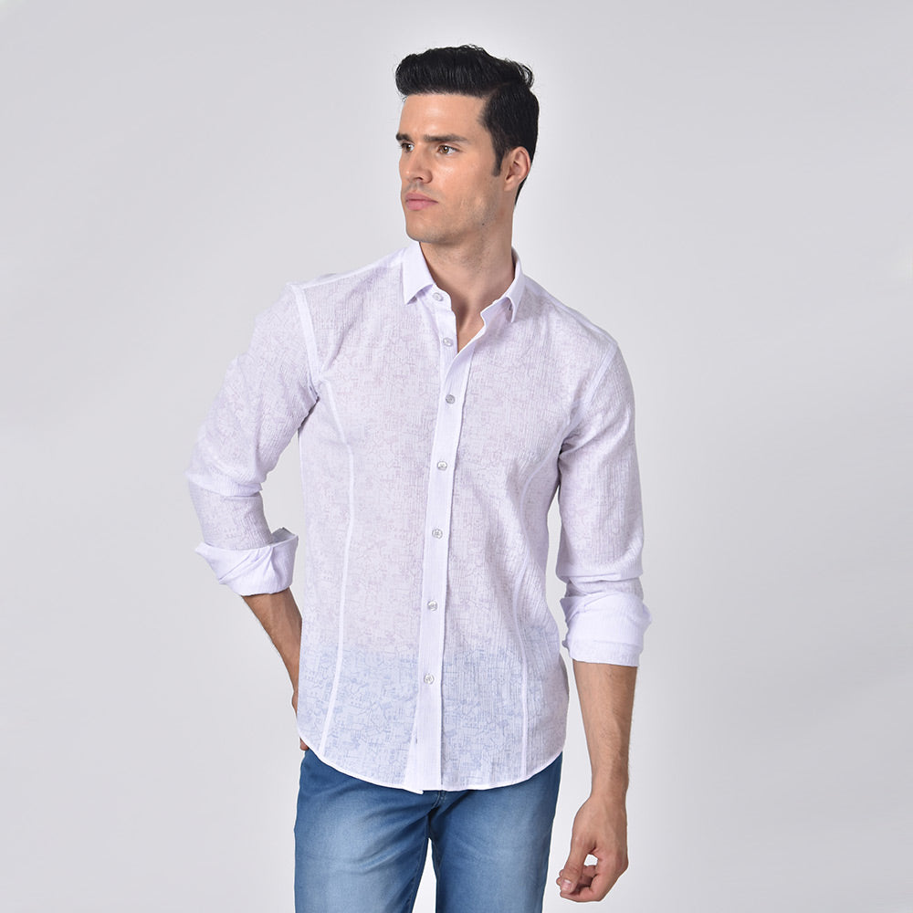 Crackle Button Down Jacquard Shirt Shirts Eight-X