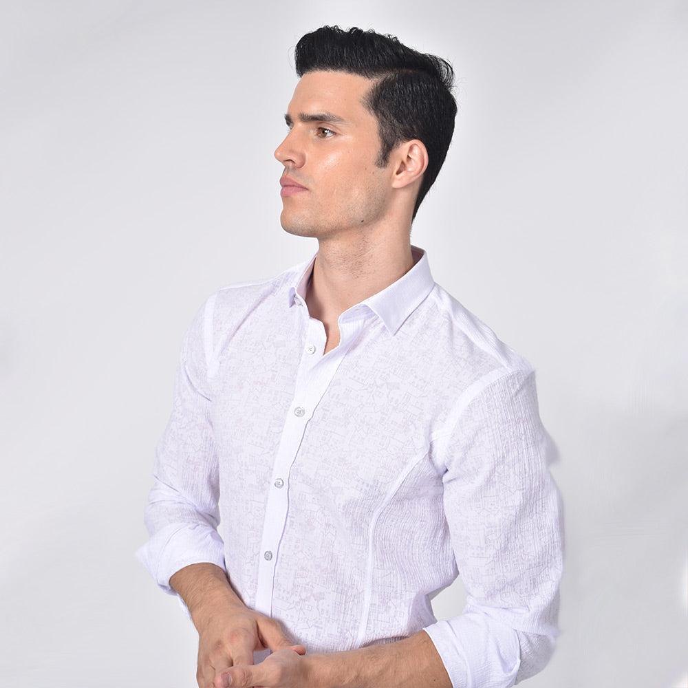 Crackle Button Down Jacquard Shirt Shirts Eight-X