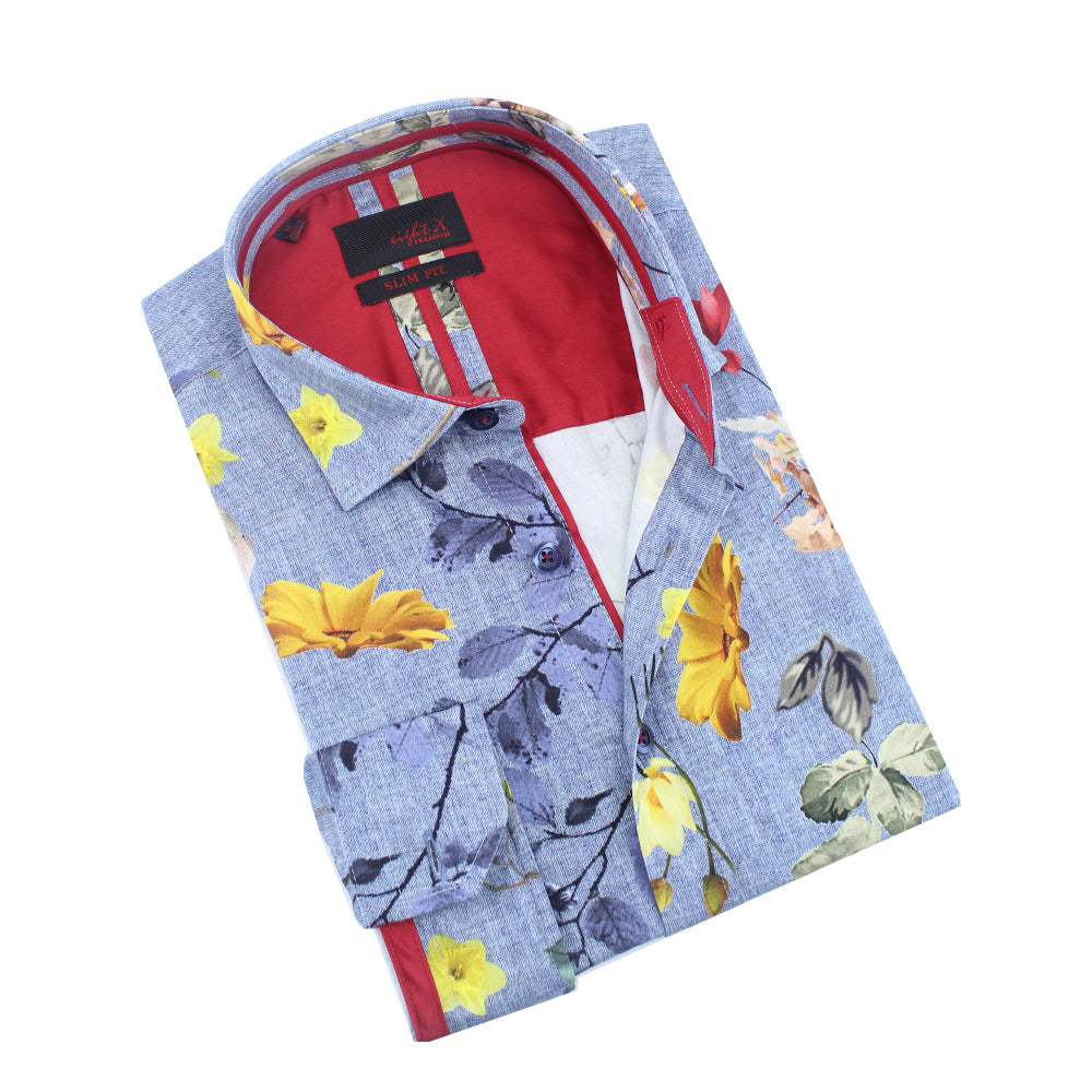 Daisies On Indigo Button Down Shirt Shirts Eight-X BLUE S
