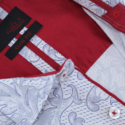 Damask Print Button Down Shirt in White Shirts Eight-X