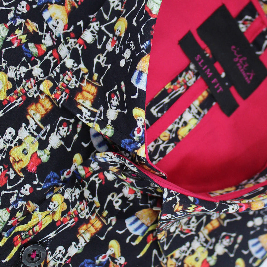 day of the dead dress shirt Embroidered Sugar Skull Western Shirt, Men's Day of the Dead Button Down,  Floral Cowboy Shirt, Mexican Folk Art Long Sleeve, Boho Floral Top