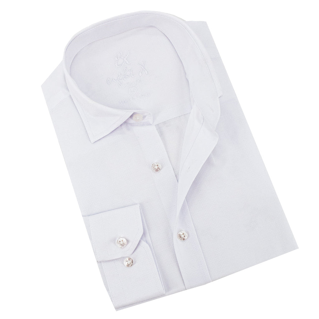 Diamond Plate Jacquard Button Down Shirt - White Shirts EightX WHITE S