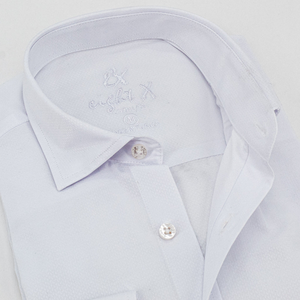 Diamond Plate Jacquard Button Down Shirt - White Shirts EightX