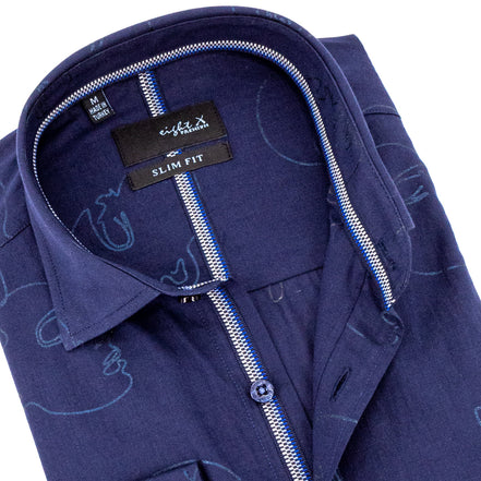 Faces Button Down Shirt - Navy Shirts EightX