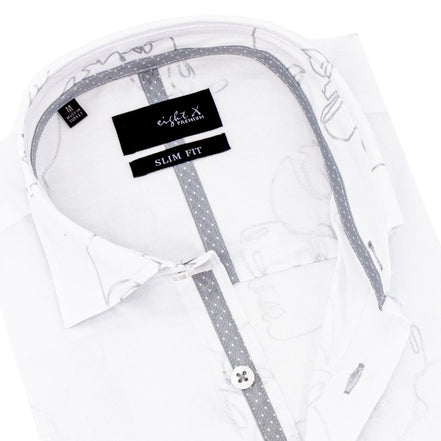 Faces Button Down Shirt - White Shirts EightX