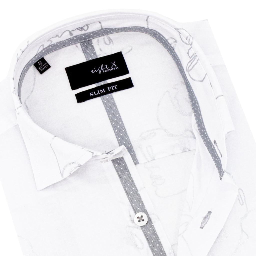 Faces Button Down Shirt - White Shirts EightX