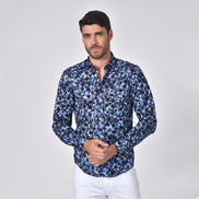 Floral Flocking Button Down Shirt Shirts Eight-X