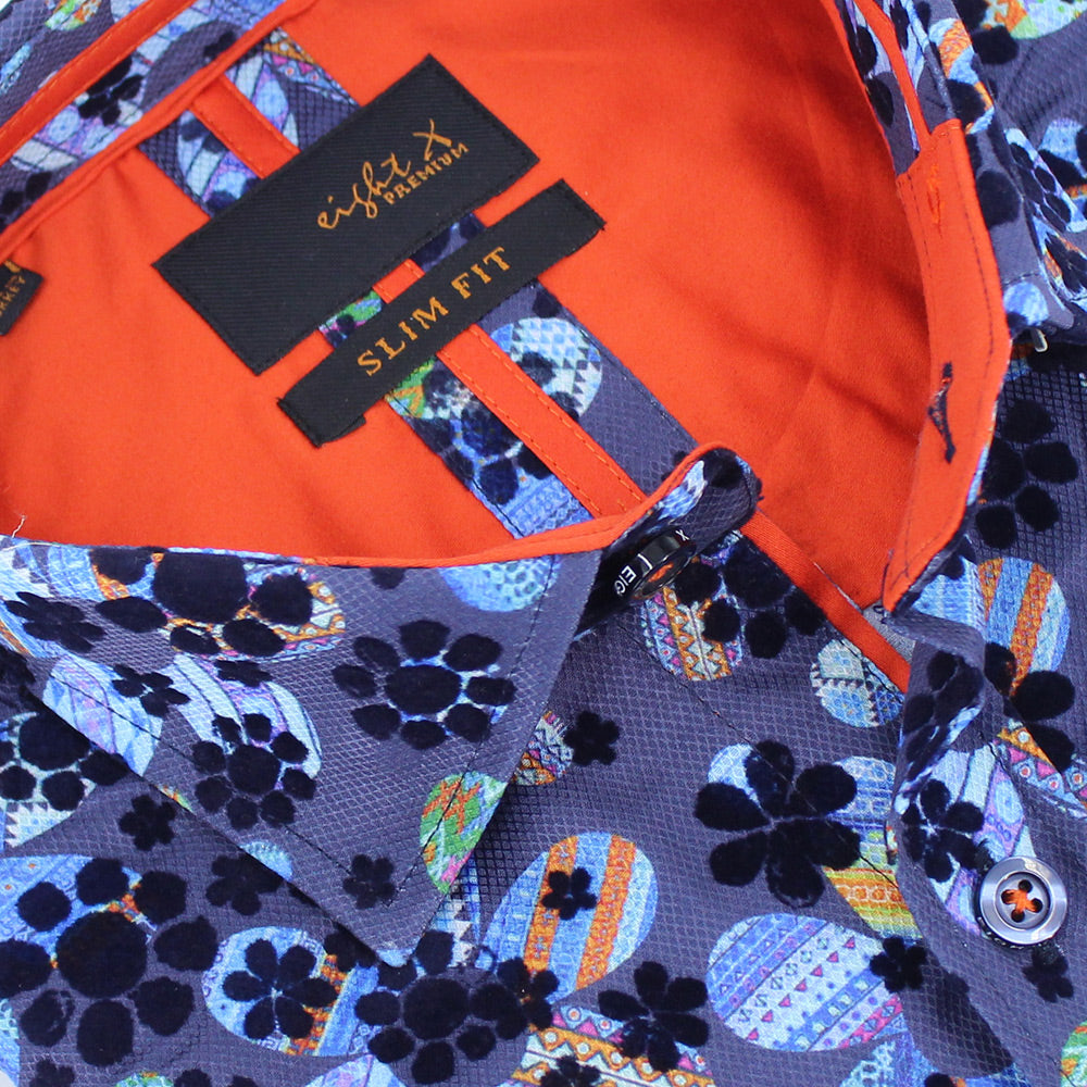 Floral Flocking Button Down Shirt Shirts Eight-X