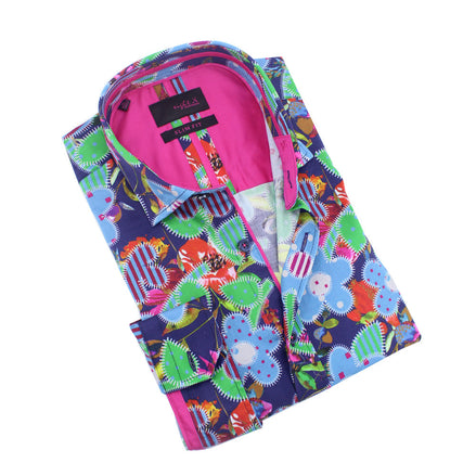 Floral Patchwork Print Button Down Shirt Shirts Eight-X MULTI S