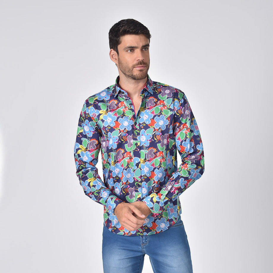 Floral Patchwork Print Button Down Shirt