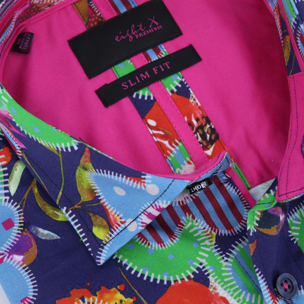 Floral Patchwork Print Button Down Shirt Shirts Eight-X