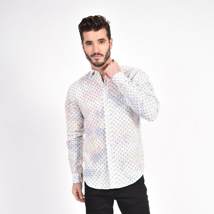 Floral Print Linen Shirt - Multicolor Tie Dye Shirts Eight-X